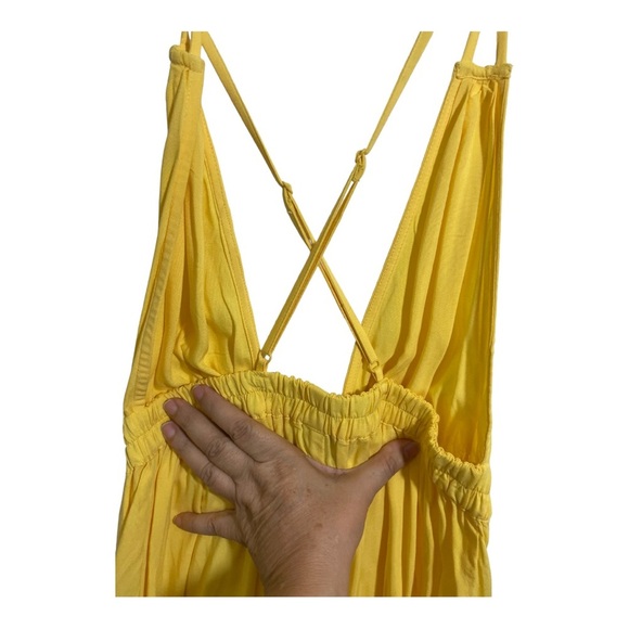 ASOS womens front tie plunge Beach romper yellow size 4. - Picture 7 of 12